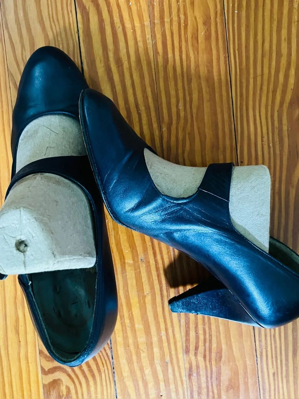 Vintage El Corte Inglés Navy Leather Mary Janes | Spanish Leather | Retro Heels